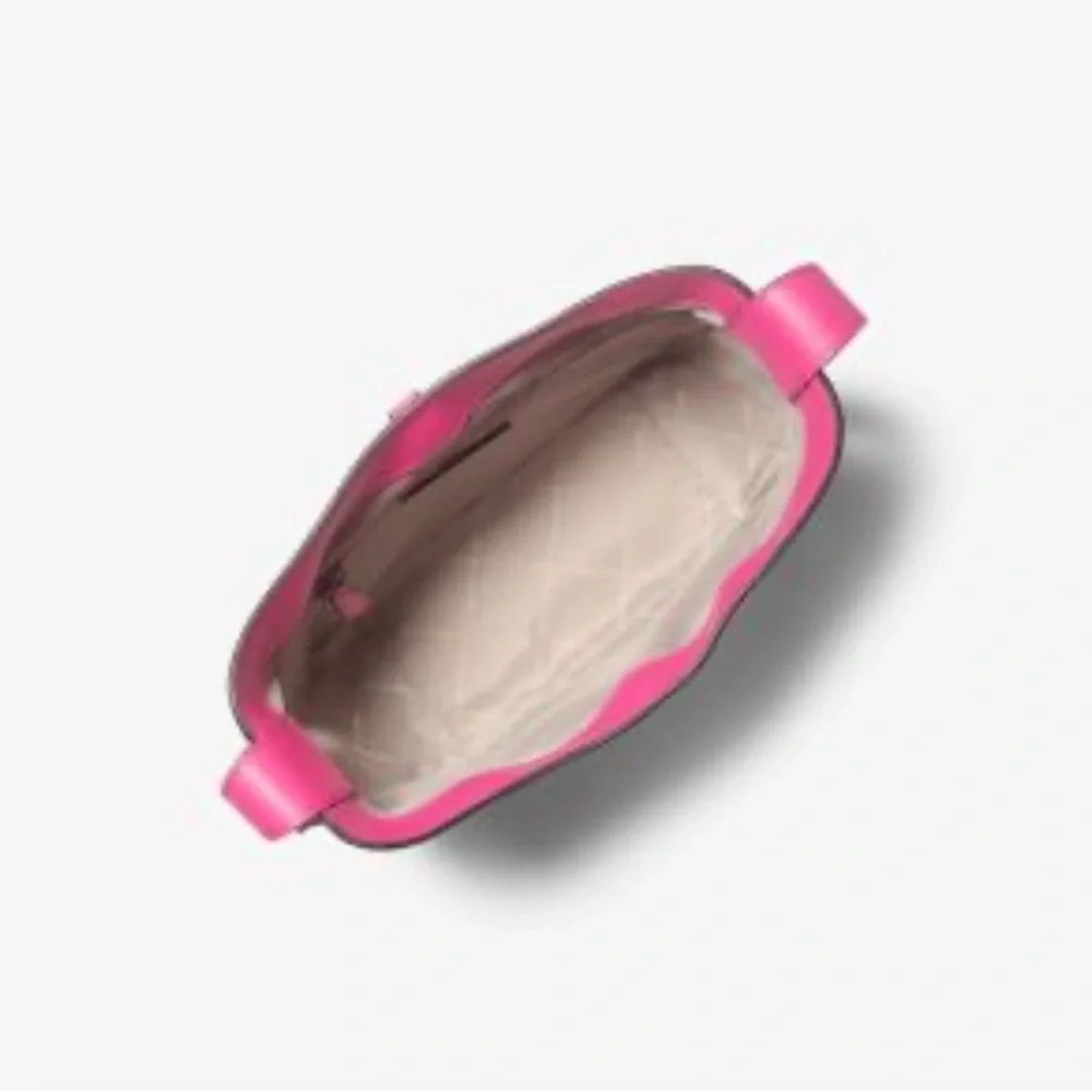 MICHAEL KORS LYRA WOMEN SMALL LEATHER SNAP BUCKET SHOULDER PURSE BAG DRAGONFRUIT - Picture 4 of 6